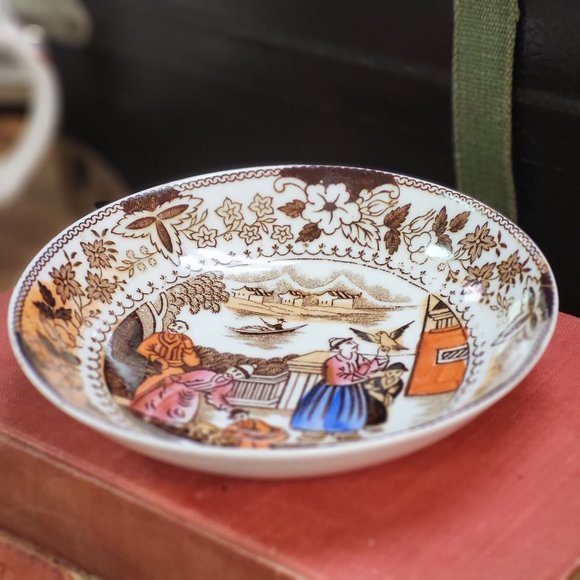 1840's Antique Petrus Regout Maastricht Mongol Huntsman Transferware Bowl - Picture 4 of 9